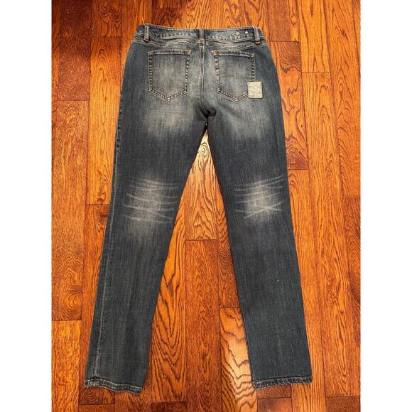 Cabi Womens Slim Boyfriend Blue Jeans Patchwork 5-Pocket Size 4 Denim Patchwork - Picture 1 of 10